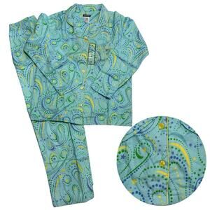 Vtg Joe Boxer Flannel 2 Pc Pajama Set Women’s S Blue Stars Long Sleeve NEW Flaw